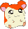 nine pixelated hamster character expressions with orange fur, pink ears, and cream-colored bodies against a gray background