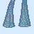 Pixel art image featuring a character with long brown hair, cropped torso showing midriff, and blue jeans; text reads "Shake what ya got in them jeans" across blue and light blue