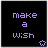 Pixel art of five showing text variations with purple and white lettering on black backgrounds, each containing a small star symbol in the bottom-right corner
