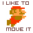 Pixelated Mario character in four poses with text above and below each pose, all on white background.