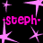 A static contact sheet of three animated frames showing a black background with pink starbursts and repeated "-steph-" text in bright magenta.