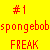 Static yellow background icon with red pixelated text reading #1, spongebob, and FREAK in stacked arrangement.
