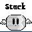 Pixelated icon with 'Stork' text above a gray, round character with black eyes and small wings.