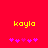 Yellow 'koylo' text on red background with purple star-like shapes below, two identical frames side-by-side.