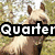 Pixelated image of two horses with overlaid text reading "Quarter Ranch" in bold white letters on black background.