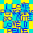 Blue text on a yellow and cyan pixelated background reads "I LOVE PENGUINS SO CUTE LOVE U PEACE" in multiple repeated lines.
