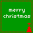 Green square icon with red dotted border displaying 'merry christmas' text and red Christmas tree symbols in four quadrants.