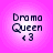 Four identical pixelated icons display "Drama Queen <3" text on a pink gradient background with subtle circular light effects.