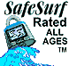 SafeSurf Rated All Ages icon with blue wave and padlock graphic, showing slight pixel variation