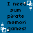 Blue background with black text reading "I need sum pirate memori games!" and white pixelated square icons scattered across the image.