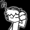 A black-and-white animated contact sheet of a stick-figure character wearing headphones, showing sequential frame-by-frame motion across 10 sampled frames with musical note symbols above the head.