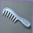 Animated sequence of a light blue comb on gray background with changing text overlays and question marks.