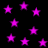 A black background filled with scattered pink stars of varying sizes and opacities, some appearing blurred or faded.