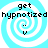 Four identical pixelated spiral icons with cyan and white swirls, each displaying 'get hypnotized' text above a small downward arrow.
