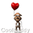 Animated pixel art of a brown cartoon dog holding a red heart-shaped balloon, displayed in an 8-frame contact sheet with varying facial expressions and poses.