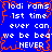 Blue background with white text and red pixelated border, displaying repeated phrases in a