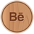 Circular wooden-textured icon with brown border and dark brown text 'Bē' centered on light brown background.