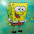 Static pixelated image of a yellow cartoon character with square body, white eyes, blue pupils, red tie, brown shorts, and black shoes against turquoise background.
