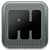 Pixelated square icon with rounded corners featuring a stylized black 'H' on dark gray background, framed by light gray border.