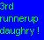 Pixelated blue background icon with green and white text reading "3rd runnerup daughtry!" in a retro digital style.