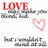Red 'LOVE' text above a gray pixelated shape, with a pink heart and additional gray shapes below on white background.