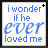 Two side-by-side pixelated text with blue and black lettering on white backgrounds, each displaying the phrase "i wonder if he ever loved me" in varying styles