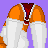 Pixelated character with orange skin and long black hair in a bent-over pose, wearing white thigh-highs and red underwear, against a purple background with text.