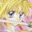 A 48x48 pixel buddy icon featuring a split composition with an anime-style character on the left and text elements on the right against a black background.