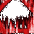 A 50x50 pixel animated contact sheet showing three frames of a red heartagram symbol with dripping effects against white and gray backgrounds.