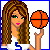 Pixel art contact sheet of a female character holding a basketball across six frames with text "Girl got GAME!" below the grid.