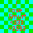 Red text on green-and-cyan checkered background displays 'I love Smurf' with repeated '<333' symbols in two identical vertical