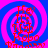Four identical display a red pixelated text collage over blue and pink spiral backgrounds with no visible animation changes