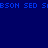 Blue background with repeating blue pixelated text 'BSON SED' in two horizontal , each containing four repetitions of the text