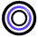 A 4x4 contact sheet of animated frames showing a circular icon with black and blue rings transitioning through various shapes including circles, ovals, crosses, and ellipses.