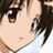 Pixelated close-up of an anime-style character's face with brown eyes, dark hair, and light skin tone on a white background.
