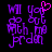 Purple pixelated text on black background with a pink heart symbol above the word 'you' in the left , absent in the right