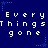Blue background with white pixelated text repeating 'Every Every Every ThingsThingsThings gone gone gone' and small blue star graphics.