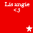 Red background with four instances of white text 'Lis angie' and '<3', two white stars, and two pink stars arranged in a
