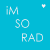 A static image with a solid cyan background featuring scattered white text and small heart symbols.