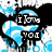 Pixelated icon with blue and black splatter background, white text "I Love You" on two separate black rectangular blocks.
