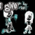 Animated pixel art of a cartoon character with white hair and blue clothing, showing multiple poses with text bubbles and a red 'You' overlay.