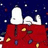 Pixelated image of Snoopy lying on a red blanket under a starry night sky with text "Snoop Dog" in cyan.