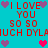 Pixelated cyan background with red text and purple/pink hearts repeating in a pattern