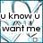 Pixelated text on a white background with blue and gray abstract shapes, displaying phrases about wanting someone and claiming ownership of 'josh'.