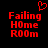 Red pixelated text 'Failing Home Room' on black background with red heart symbol above left text block.