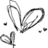 A four- with red and white sections containing pixelated text fragments and a black-and-white heart drawing