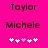Two identical pixelated text displays on bright pink background with five white and light pink heart icons below each name.