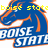 Animated icon featuring a blue and orange horse head logo with 'BOISE STATE' text, displaying changing yellow pixelated words above the logo.