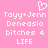Pixelated pink background with white text and a heart symbol, displaying repeated phrases in a