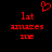 Red pixelated text and symbols on black background with heart symbol above.